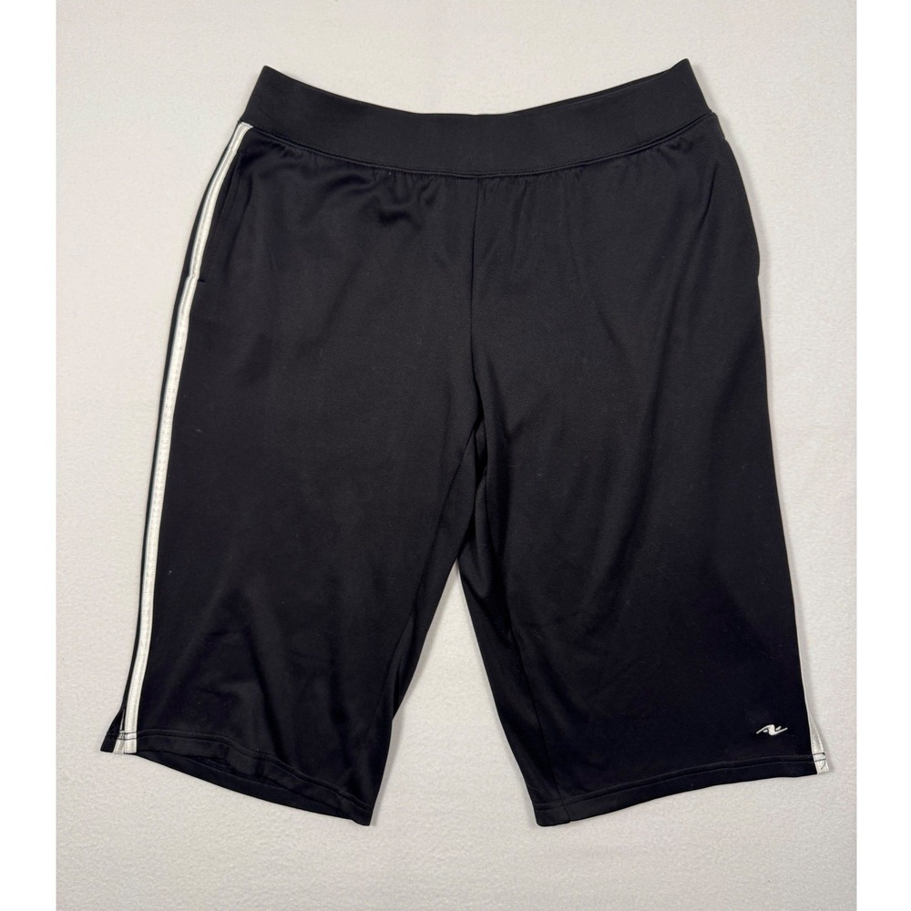 Athletic Athletic Works Womens M‎ Black Shorts Side Stripe Pockets AW342819